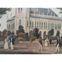 Zamek w Baumgarten. W. Kandler, E.C. Schmidt. Grafika kolorowana ręcznie akwarela. Poł. XIX w.